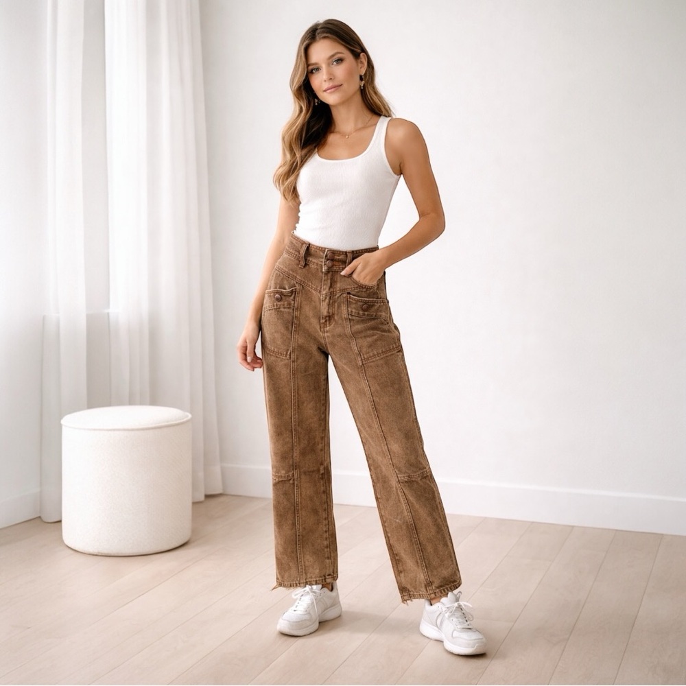 BDG Urban Outfitters Brown High Rise Utility Straight Leg Jeans | Size 25
